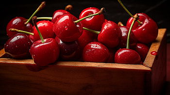 Fresh Dew-Kissed Cherries, food, cherry HD wallpaper