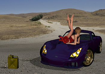 Girl without fuel III, fuel, problem, car, street, girl, highway HD wallpaper