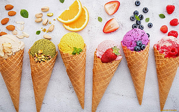 Ice Cream, berries, nuts, fruits HD wallpaper