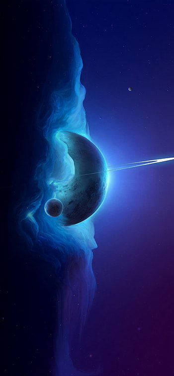 Space., atmosphere, Galaxy, art, blue, planets, , Fluid, abstract, , space HD phone wallpaper