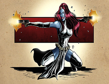 Mystique (comics), red head, villian, guns, Shapeshifting HD wallpaper