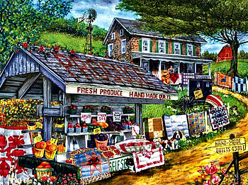 Handmade Quilts F1, windmill, quilts, art, farm, beautiful, illustration, artwork, wide screen, painting HD wallpaper