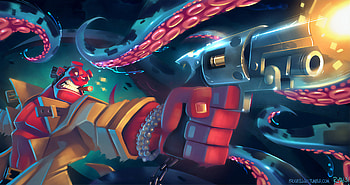 Hellboy Cartoonic Art , hellboy, superheroes, artist, artwork, digital-art, deviantart HD wallpaper