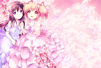 Pink Sakura, homura, nice, homura akemi, petals, flower, happy, adorable, female, blossom, sweet, akime, smile, girl, kawaii, anime girl, anime, pretty, madoka magica, sakura blossom, lovely, mahou shoujo madoka magical, cute, floral, dress, madoka, cherry blossom, madoka kaname, smiling, akemi homura, mahou shoujo, pink, sakura, kaname, gown HD wallpaper