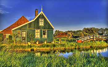 Cities, Grass, House, Bridge, Country HD wallpaper