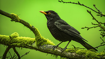 Elegant Blackbird: Ultra for Nature Lovers, Blackbird, bird, nature, Wildlife, branch HD wallpaper