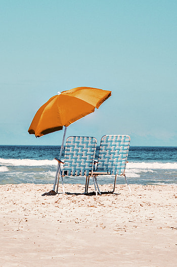 Beach umbrella graphy, Sun-soaked retreat, Coastal bliss, Nature's shade HD phone wallpaper