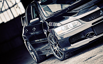 Mitsubishi Lancer Evolution, Black car , Dark aesthetic, Sleek design HD wallpaper