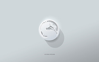Mortal Kombat logo, white background, Mortal Kombat 3d logo, 3d art, Mortal Kombat, 3d Mortal Kombat emblem, creative art, Mortal Kombat emblem HD wallpaper