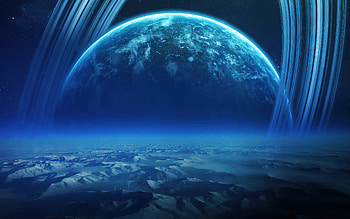 Saturn, planets, landscape, fantasy HD wallpaper