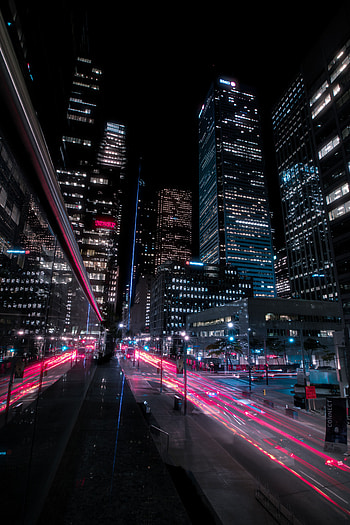Cities, Building, Lights, Night City, Skyscrapers, Street HD phone wallpaper