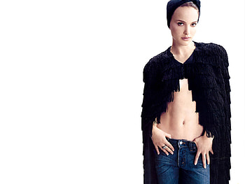 Natalie Portman, pretty, black sexy cape, actress, nice eyes, jeans, female HD wallpaper