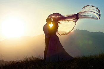 Bride And Groom Love Silhouette, love, couple, heart, graphy HD wallpaper