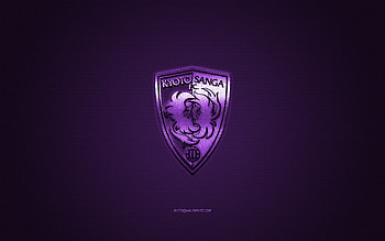 Kyoto Sanga FC, Japanese football club, purple logo, purple carbon fiber background, J2 League, football, Kyoto, Japan, Kyoto Sanga FC logo HD wallpaper
