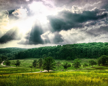 Sunny Clouds, clouds, sky, green HD wallpaper