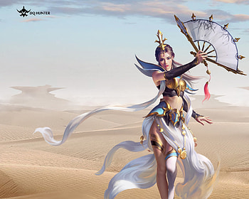 Fantasy girl, hand fan, frumusete, fantasy, evantai, dqhunter, girl, dq hunter HD wallpaper