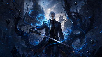 Vergil — Devil May Cry : Yamato Ascendant, Vergil (Devil May Cry), Sword, Warrior, Magic, Dark Fantasy HD wallpaper