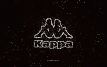 Kappa glitter logo, , black background, Kappa logo, white glitter art, Kappa, creative art, Kappa white glitter logo HD wallpaper
