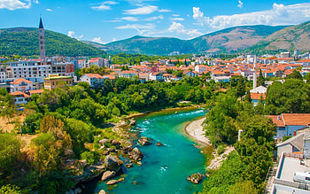Mostar summer, Neretva river, Cityscape, Tourism HD wallpaper
