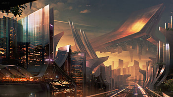 Science Fiction City , science-fiction, scifi, city, artist, artwork HD wallpaper