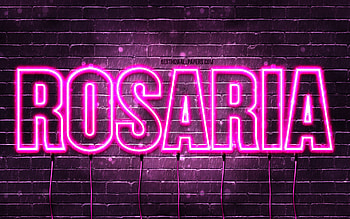 Rosaria, , with names, female names, Rosaria name, purple neon lights, Rosaria Birtay, Happy Birtay Rosaria, popular italian female names, with Rosaria name HD wallpaper