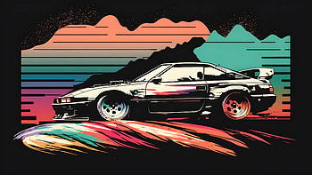 Japanese Retrowave Car , retrowave, artist, artwork, digital-art HD wallpaper