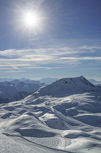 Landscape, Nature, Mountains, Sun, Snow, Track, Tracks, Ski HD phone wallpaper