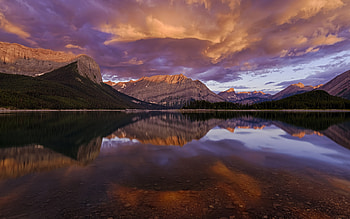 Mountain Lake Reflection, reflection, lake, sunset, mountain HD wallpaper