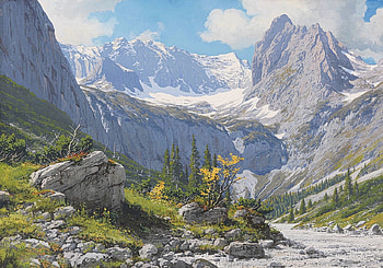 In the Mountains, world, trees, sky, mountains HD wallpaper