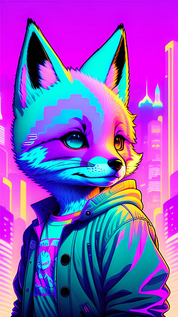 Anime fox, AI Art, Animal, colorful HD phone wallpaper