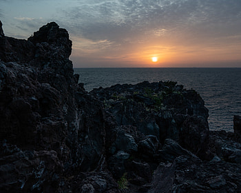Nature, Sunset, Stones, Sun, Rocks, Ocean HD wallpaper