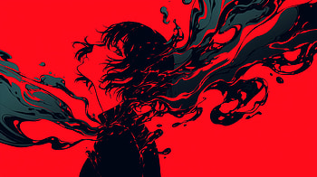 Crimson Whirl: Anime Aesthetics, Anime, anime girl, red aesthetic, red anime, Abstract HD wallpaper