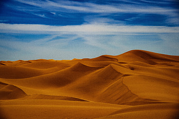 Sunny day, blue sky, desert, dunes HD wallpaper