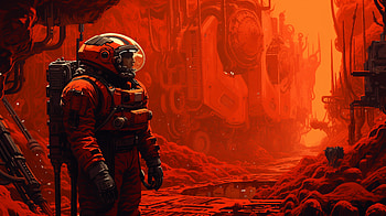 Astronaut Odyssey - Epic Space Opera, Sci Fi, astronaut, space opera, space, red HD wallpaper