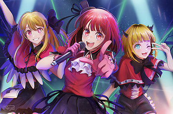 Oshi no Ko Stars: Mem-Cho, Kana, Ruby Anime, Mem-Cho (Oshi no Ko), Kana Arima, Ruby Hoshino, Anime, Oshi no Ko HD wallpaper