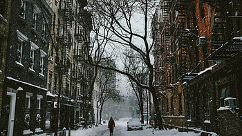 Snow, Street, , City, House, Cities HD wallpaper