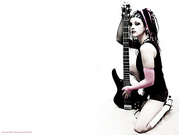 GOTH ROCK BABE, guitar, babe, goth HD wallpaper