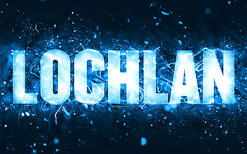 Happy Birtay Lochlan, , blue neon lights, Lochlan name, creative, Lochlan Happy Birtay, Lochlan Birtay, popular american male names, with Lochlan name, Lochlan HD wallpaper