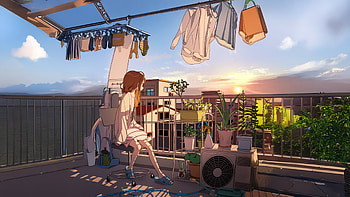 Slice Of Life, anime-girl, sky, artist, artwork, art, digital-art, anime, pixiv HD wallpaper