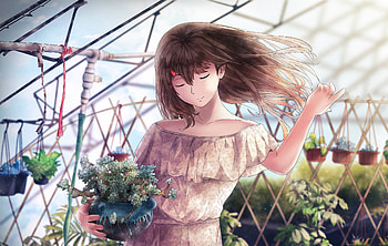 Gardening, beautiful, anime girl HD wallpaper