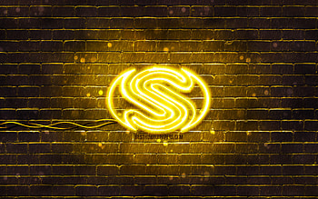 Sapphire yellow logo, , yellow brickwall, Sapphire logo, brands, Sapphire neon logo, Sapphire HD wallpaper