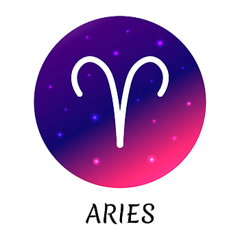 Zodiac icon, Aries symbol, Starry gradient design, Astrological element HD phone wallpaper