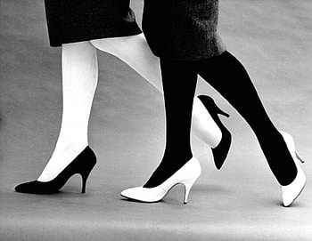 Black and white, two colors, shoes, stockings HD wallpaper
