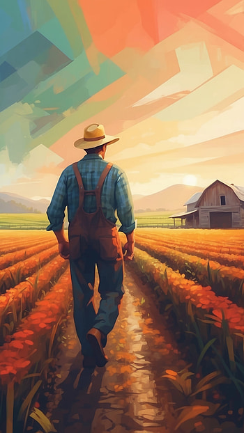 Rustic Farmer Sunset, Agriculture, flower, landscape HD phone wallpaper