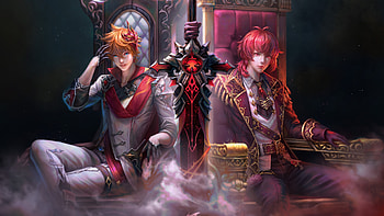 Red Hair Diluc Tartaglia Childe Genshin Impact HD wallpaper