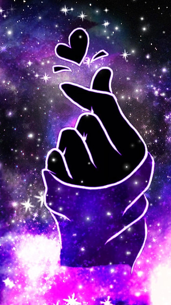 Finger Heart, Neon Background HD phone wallpaper
