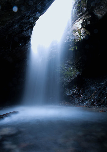 Nature, Water, Rocks, Waterfall, Spray, Cave HD phone wallpaper