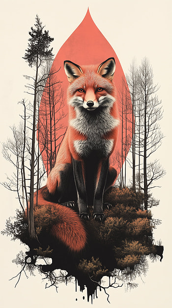 Artistic Orange Fox Fantasy in Nature, Fantasy Animal, fox, artistic, orange (Color), nature HD phone wallpaper