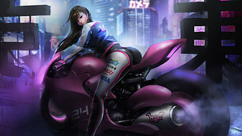 Dva Overwatch Scifi Biker , dva-overwatch, overwatch, games, artist, artwork, digital-art HD wallpaper