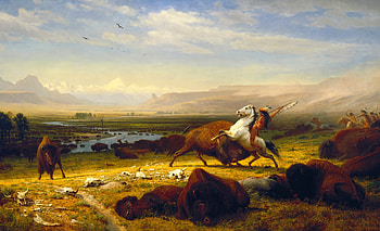 Native American, Artistic, Painting, American Bison, Landscape HD wallpaper